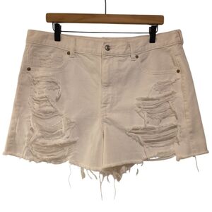 American Eagle, Mom Shorts, Distressed, Frayed Hemline, White, Women's Sz 18, L-